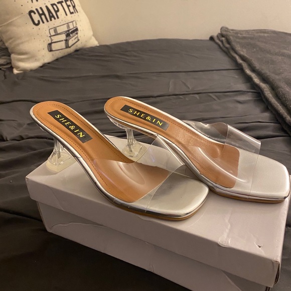 Open Toe Clear Heeled Mules/Heels - Picture 5 of 5